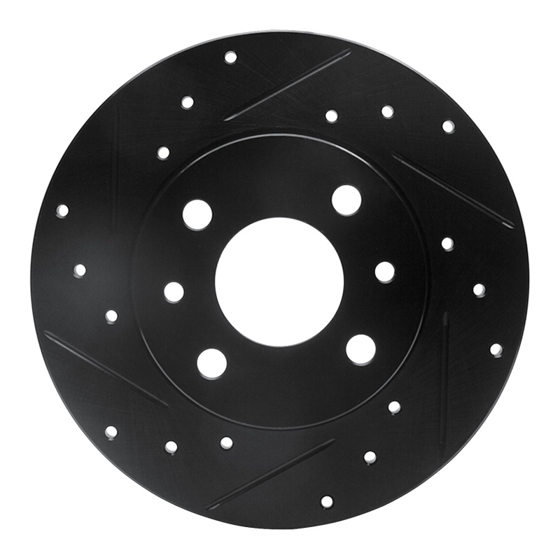 Fiat 500 Brake Rotor (1) - Rear Left - R1 Concepts - Drilled & Slotted - Black - `09-`19